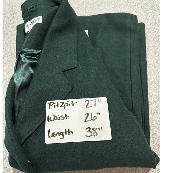 Nine West NWT Sz XXL Forest Green Wool Blend Coat Relaxed Fit Trench Pea Coat - Picture 8 of 12